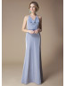 Cowl Neck Silver Jersey Bridesmaid Dress
